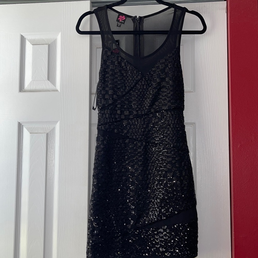 NWT 2B Bebe black sequin mini dress size XS